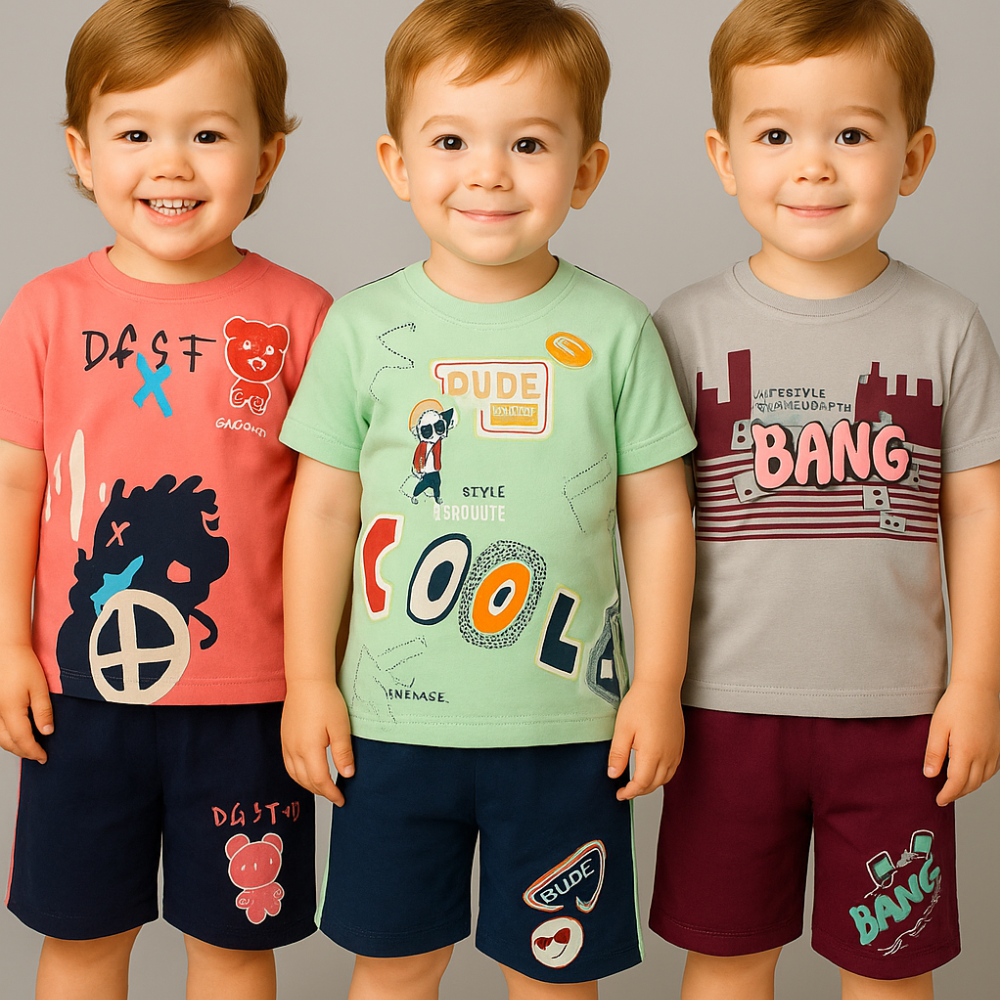 Fisher Kids Wear - Boys RNS SET ( T-Shirt and Shorts ) ( Pack of 6 )