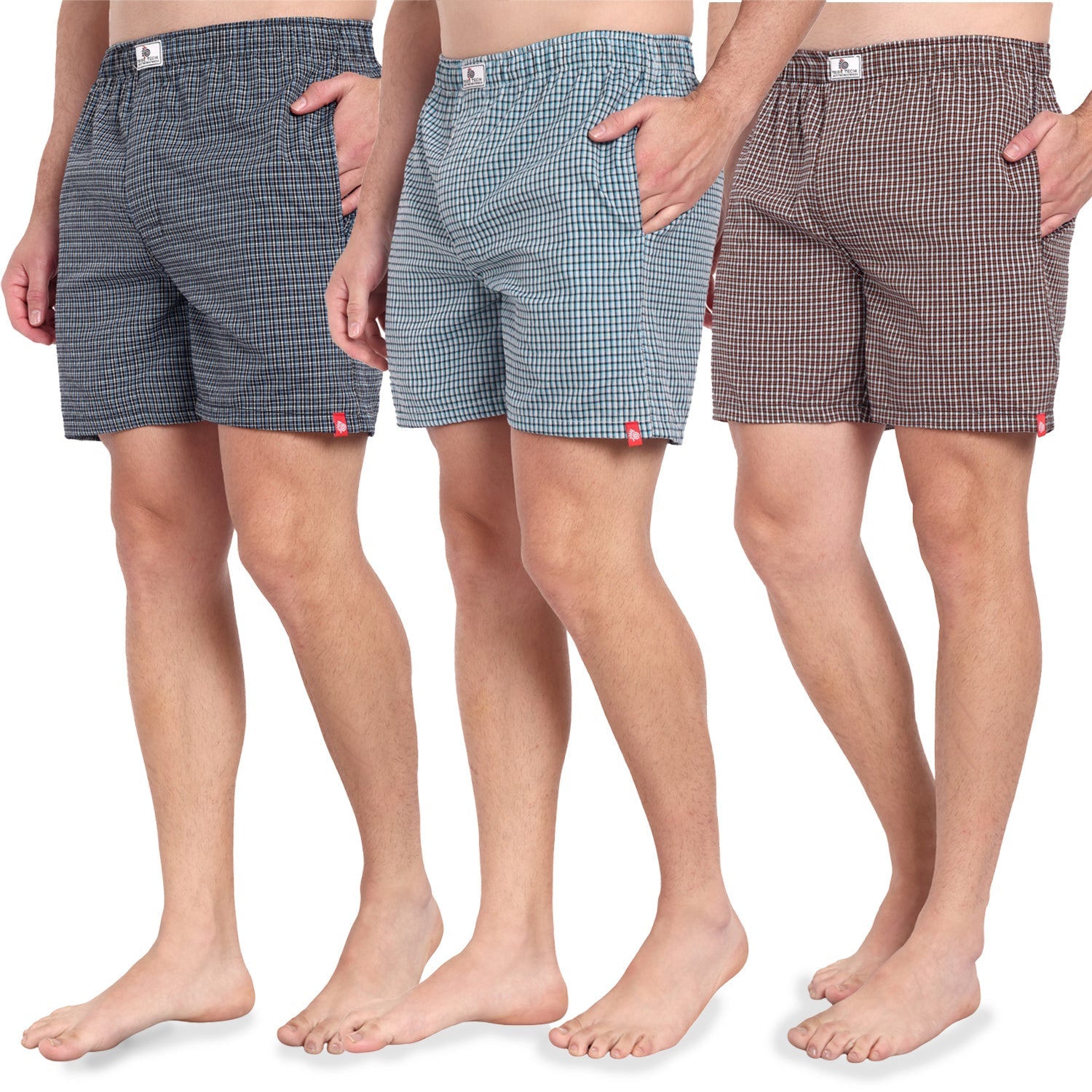 Premium Check Cotton Boxers (Set of 3)