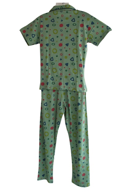 PRINCESS COLLAR PYJAMA SET WITH POCKET  ( Pack of 6 )