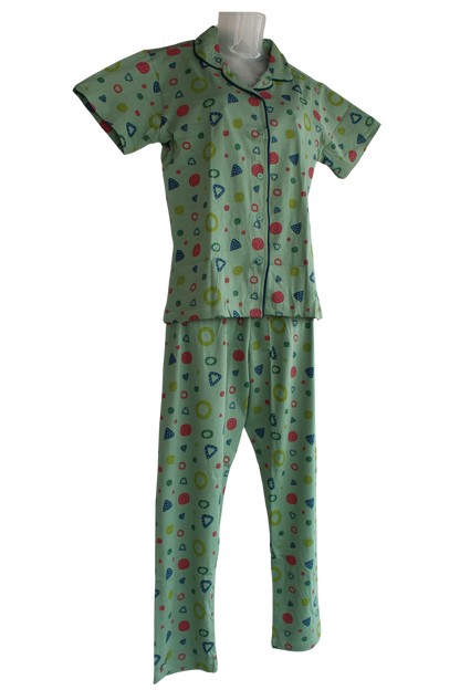 PRINCESS COLLAR PYJAMA SET WITH POCKET  ( Pack of 6 )