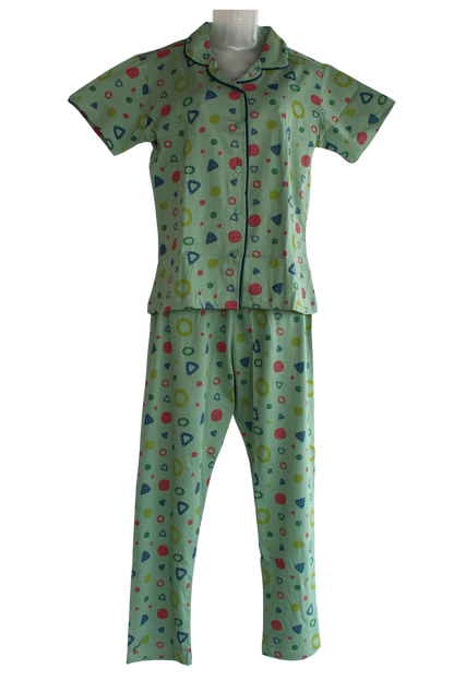 PRINCESS COLLAR PYJAMA SET WITH POCKET  ( Pack of 6 )