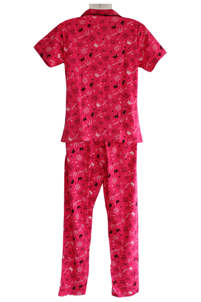 PRINCESS COLLAR PYJAMA SET WITH POCKET  ( Pack of 6 )