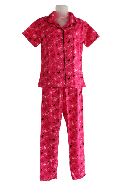 PRINCESS COLLAR PYJAMA SET WITH POCKET  ( Pack of 6 )