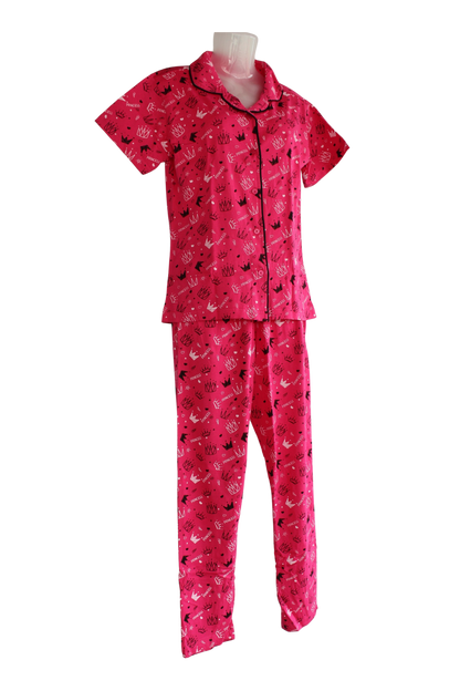 PRINCESS COLLAR PYJAMA SET WITH POCKET  ( Pack of 6 )