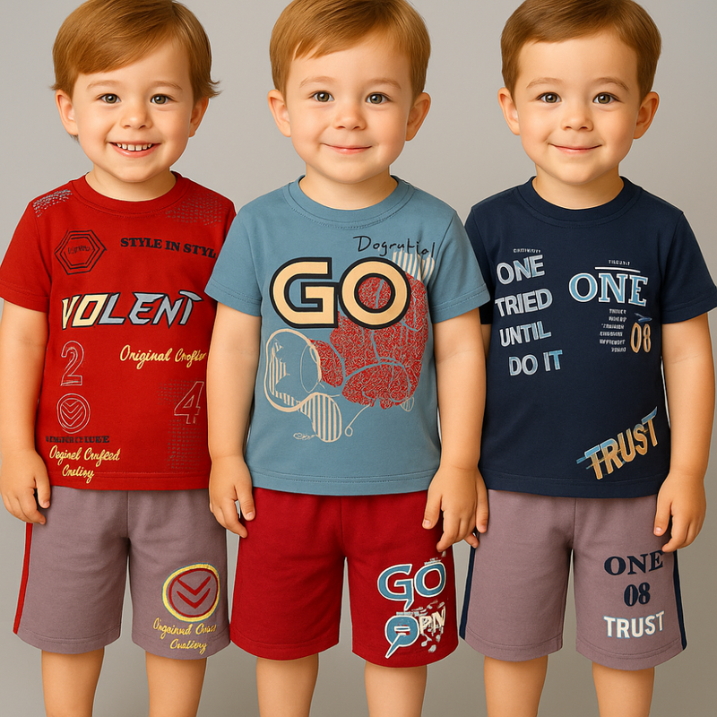 Fisher Kids Wear - Boys RNS SET ( T-Shirt and Shorts ) ( Pack of 6 )