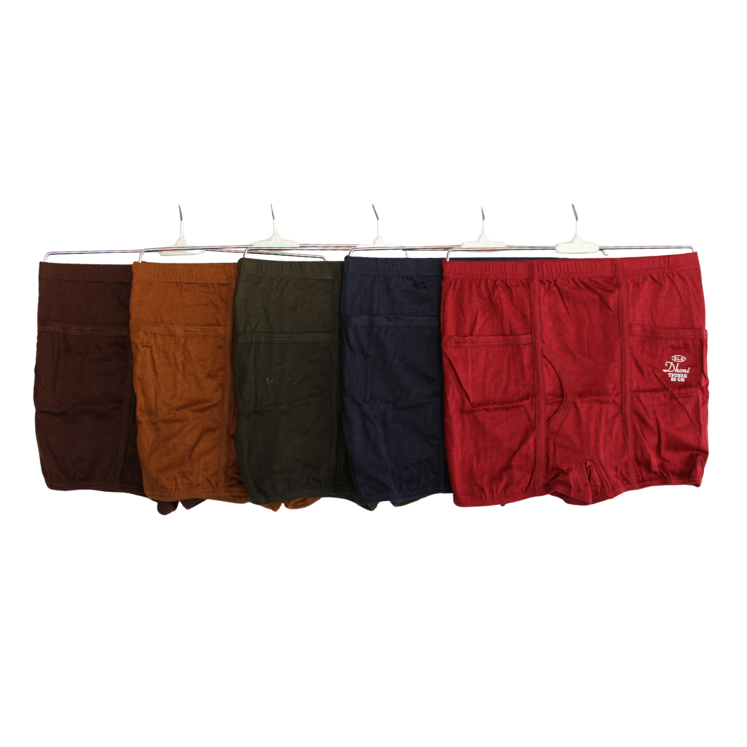 DHONI TRUNKS WITH POCKET( Pack of 10 ) ( 5 Colors x 2 )