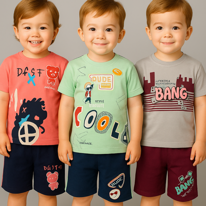 Fisher Kids Wear - Boys RNS SET ( T-Shirt and Shorts ) ( Pack of 6 )