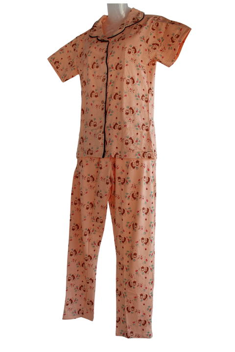 PRINCESS COLLAR PYJAMA SET WITH POCKET  ( Pack of 6 )