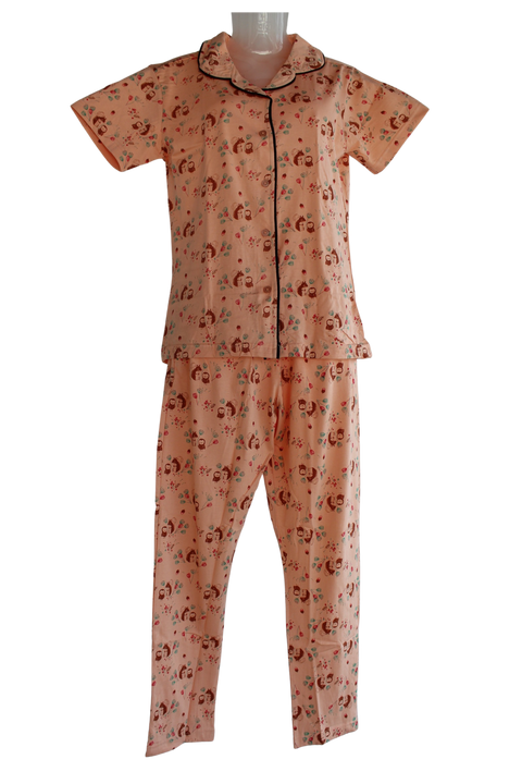 PRINCESS COLLAR PYJAMA SET WITH POCKET  ( Pack of 6 )