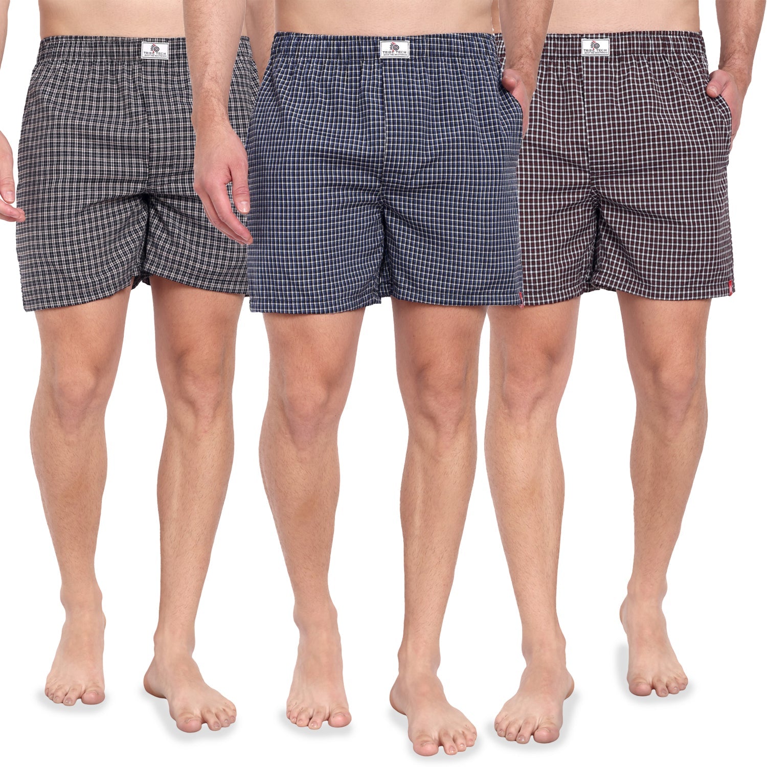 Premium Check Cotton Boxers (Set of 3)