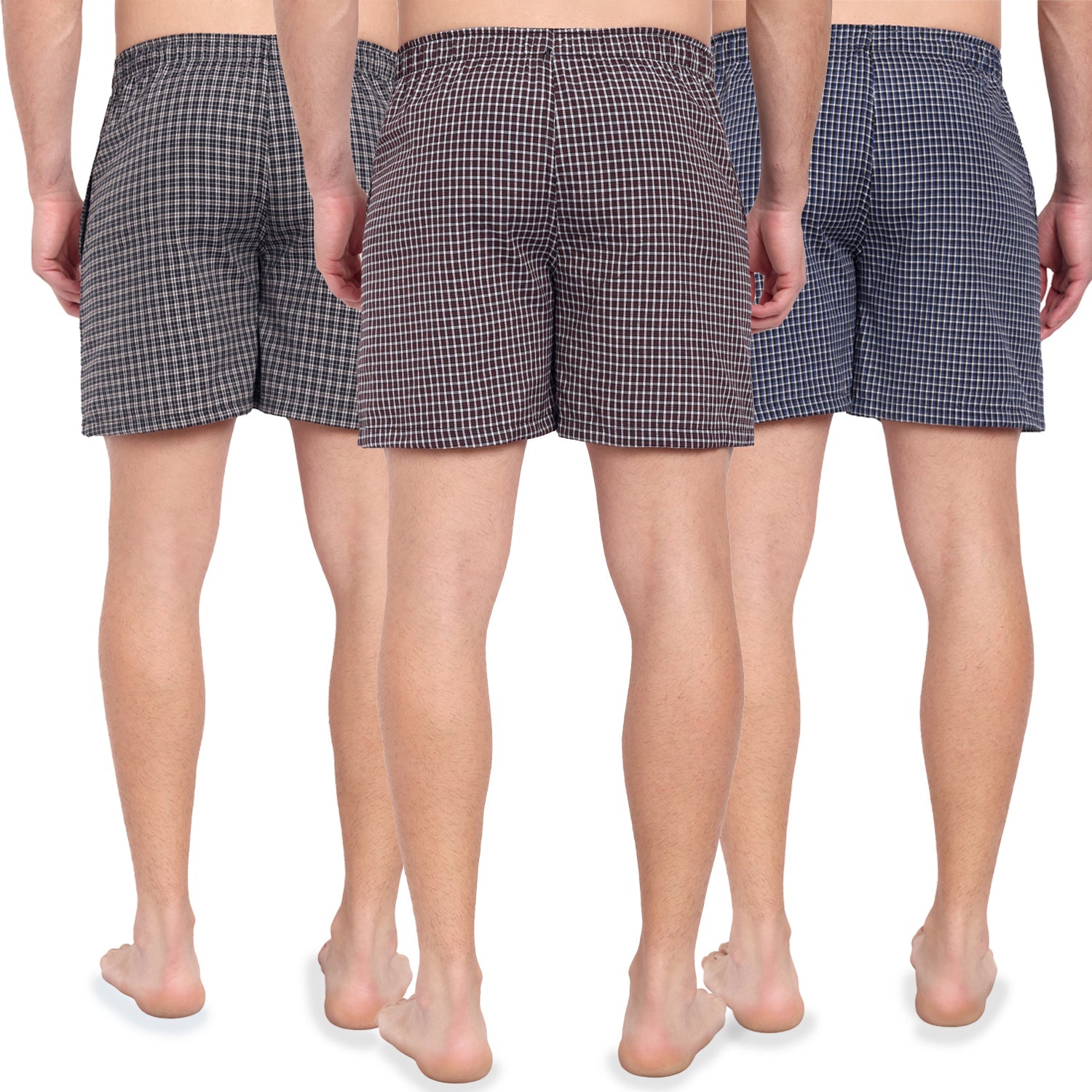 Premium Check Cotton Boxers (Set of 3)