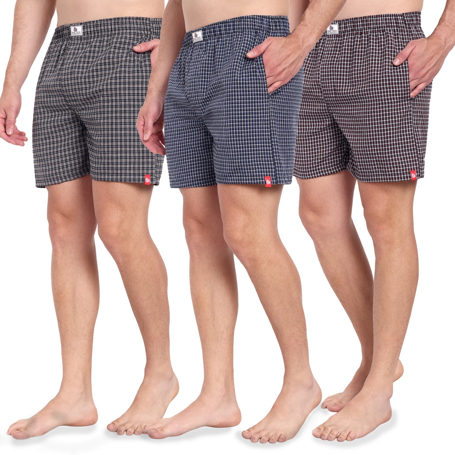 Premium Check Cotton Boxers (Set of 3)